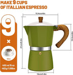 9 Cup Aluminum Espresso Stovetop Moka Pot Express Coffee Maker Percolator Italian Classic Mocha Coffee Machine for Italian and Cuban Cafe Brewing for Home & Camping 450ml 15oz