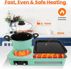 3 in 1 Electric Hot Pot with Grill Smokeless Non-Stick Pot and Griddle for Korean BBQ Grill Shabu Shabu Pot Divider Independent Dual Temperature Control for 3-5 People（1600W）