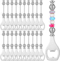 20pcs Beadable Beer Opener Reusable Bottle Opener Decorative for Bartenders DIY Flat Beer Bottle Openers Beaded Bottles Openers DIY Bead Metal Silver Wine Stoppers for Crafts Fall Bar Party Favor