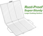 Skyflame Portable Grill Basket, Rustproof Stainless Steel Barbecue Grilling Basket for Most Outdoor Grilling Vegetables Fishes Shrimp Steak Meat Chops Kabob