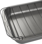 GoodCook Everyday Roast Pan with Rack Rectangular Nonstick Construction Large Capacity Metal Utensil-Safe, 15 x 11-Inch, Gray