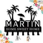 Personalized Palm Tree Key Holder for Wall, Custom Name Metal Key Rack, Wall Mounted Key Hanger for Entryway or Hallway, Decorative Keys Holder for Home, Housewarming Gift