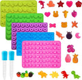 Gummy Candy Molds - Silicone Gummy Dinosaur/Marine Animal/Donut/Small Hearts Shapes/Fruit Snack Mold with 2pcs Dropper,Non-stick and Bpa Free for Mini Candy Chocolate Gummies Baking
