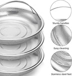 Cididu 3 Pack Steamer Basket for Cooking, Micro-Perforated Strainer Colander Set, Stainless Steel Vegetable Veggie Steamer Rack for Pot, All-In-One Steaming Rack Stand with Handles, Dishwasher Safe