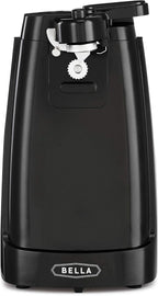 bella Electric Can Opener and Knife Sharpener, Removable Cutting Lever, Cord Storage, Stainless Steel Blade, Black