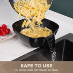 NiHome Ceramic Food Strainer with Integrated Drain Spout, Large Capacity Colander Bowl for Vegetables, Fruits, Pasta & More, Heat-Resistant, Crack-Proof, Easy to Clean, Dishwasher-Safe (Black)