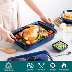 vancasso Starry Casserole Dish With Lid, 3.8 Quart Casserole Dish for Oven, 9x13 Baking Pan with Handles, Large Casserole Baking Dish Lasagna Pan with Lid, Microwave, Dishwasher Safe, Blue