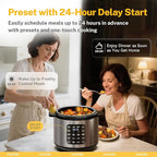 CARORI 9-in-1 Electric Pressure Cooker, 1000W Instant Multi-Cooker with IMD Touchscreen, Olla de Presion, Non-Stick Pot, Rice Cook, Slow Cook, Steamer, Sauté, Warmer, Safe Venting, Silver 8 Qt