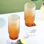 Large Capacity 16 oz Hobnail Drinking Glasses Set of 6, Vintage Glassware Drinking Glasses, Gradual Amber Water Glasses Tumbler, Thanksgiving Cups for Kitchen, Juice, Beer, Cocktail, Whiskey