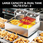 Electric Deep Fryer 3400W Hot 21QT/20L Commercial Deep Fryers with 2 Independent use Baskets Countertop Oil Fryer for Restaurant Use and Home Kitchen