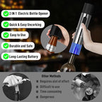 Electric Wine Bottle Opener and Beer Opener 2-in-1, Rechargeable Automatic Corkscrew with Foil Cutter, One-click Wine Opener Electric for Home Kitchen Party Wedding