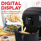 Dash Digital Tasti-Crisp™ Air Fryer - Compact Electric Digital Fryer With Auto Shut-Off Feature - Ideal for Small Spaces - AirCrisp® Technology - 2.6 Quarts - Black