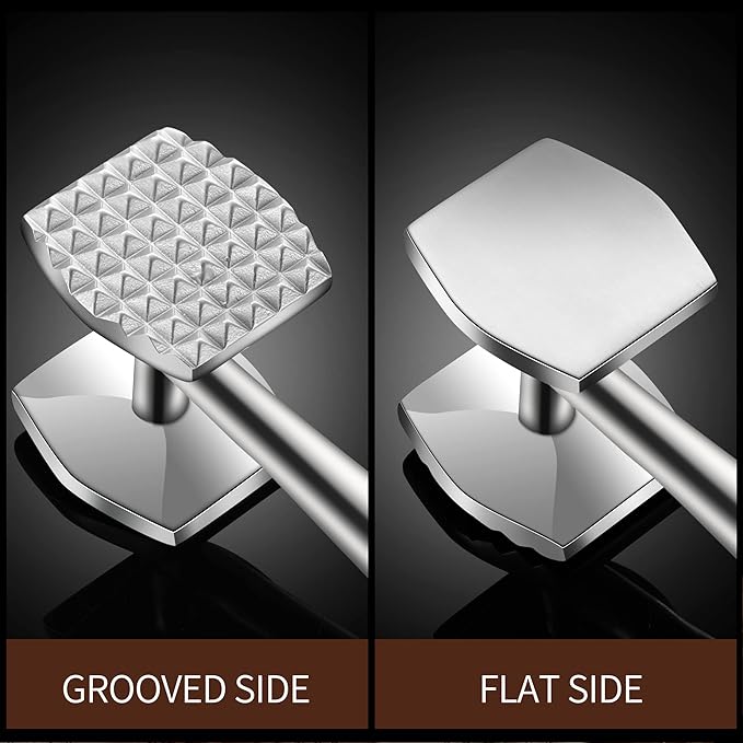 Aliglow Meat Tenderizer Hammer/Mallet Tool/Pounder For Tenderizing and Pounding Steak, Beef And Poultry. Solid Metal Construction With Comfort Grip Handle