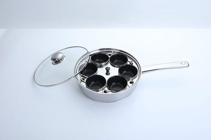 Egg Poacher Pan - Stainless Steel Poached Egg Cooker – Perfect Poached Egg Maker – Induction Cooktop Egg Poachers Cookware Set with 6 Nonstick Large PFOA FREE Egg Poacher Cups and Silicone Spatula…