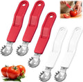 5 Pcs Tomato Corer Tool Strawberry Huller Stem Remover, Handle with hole, Stainless Steel, Fruit Corer Tool for Tomato Strawberry (Red+White)