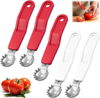 5 Pcs Tomato Corer Tool Strawberry Huller Stem Remover, Handle with hole, Stainless Steel, Fruit Corer Tool for Tomato Strawberry (Red+White)