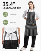 Syntus Apron for Men Women, Adjustable Cooking Kitchen Chef Aprons with 2 Pockets, Cotton/Polycotton/Polyester