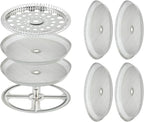 8 Pieces French Press Replacement Parts Stainless Steel Set, 6 Pieces 4in Universal French Press Screen, Containing Spiral Disk and Cross Disk for 34oz/3.75 Inch Wide French Press Coffee Press