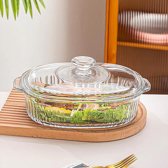 M MCIRCO 4-Piece Glass Casserole Baking Dish, Set of 2 Casseroles With Glass Lids, 1.9 Qt and 3 Qt
