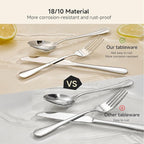 HIKAA 20-Piece Silverware Set for 4, 18/10 stainless Steel Flatware Set, Mirror Polished Cutlery Set, Dishwasher Safe Utensils for Home, Restaurant, Wedding Gift