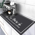 Findosom Dish Drying Mat, 17"x 32" Super Absorbent & Hide Stain Coffee Mat, Cuttable Drying Mat for Kitchen Counter, Coffee Bar Accessories, Under Dish Rack, Coffee Maker, Espresso Machine, Black