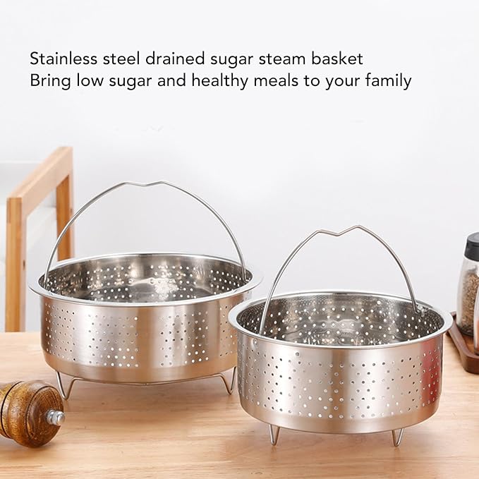 TOPINCN Steam Basket, Stainless Steel Steam Basket with Handle Sugar Removal Rice Cooker Insert Steaming Rack Steamer Cookware Steamer for Cooking (13.8cm)