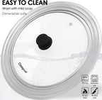 13-14-15 in Universal Pan Lid, Extra Large Stainless Steel Pot Lid for Pots, Pans, Skillets, Replacement Frying Pan Lid with Heat Resistant Silicone Knob, Dishwasher Safe