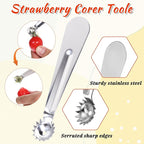 6 Pcs Tomato Stem Corer Strawberry Pitter Baller Practical Stainless Steel Kitchen Huller Tool Fruit Vegetable Stem Remover