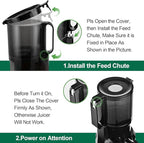 Cold Press Juicer Machines, Slow Masticating Juicer with 5.3" Extra Large Feed Chute Fit Whole Fruits & Vegetables, Self Feeding Effortless for Batch Juicing, BPA Free 250W (Matte Black,1.8L)