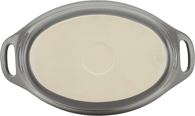 Rachael Ray Ceramics Oval Baker, 1.5-Quart, Gray