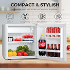 Antarctic Star Mini Fridge Compact Refrigerator with Freezer, Single Reversible Door, Dorm Fridge, Wire Shelf, Defrost Button, for Bedroom, Office, Garage, 1.7 Cu. Ft, White
