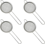 Honbay 4PCS 3.15 Inch Small Tea Strainers Mini Cocktail Strainer Stainless Steel Fine Mesh Strainer Colander Bar Strainer Tool Food Flour Egg White Loose Tea Strainer with Handle
