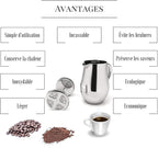 VeoHome - 1 Litre piston coffee maker - Unbreakable and keeps coffee hot for a long time thanks to its double stainless steel shell…