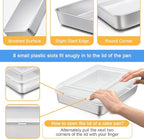 E-far Stainless Steel Baking Pan with Lid, 12⅓ x 9¾ x 2 Inch Rectangle Sheet Cake Pans with Covers Bakeware for Cakes Brownies Casseroles, Non-toxic & Healthy, Heavy Duty & Dishwasher Safe - Set of 2
