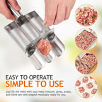 1 Set Stainless Steel Triple Row Meatball Maker Tool Efficient Meatball Mold for Cooking Versatile Kitchen Gadget for Shrimp Cookie Dough and Rice Balls