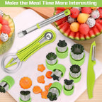 14 Pack Melon Baller Scoop Set - 4 in 1 Stainless Steel Fruit Tool Set Fruit Scooper Seed Remover with Fruit Vegetable Cutter Shapes Set Fruit Peeler for Fruit Slicer Dig Pulp Separator