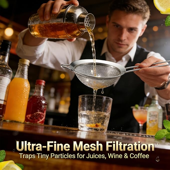 Anaeat Fine Mesh Strainers - Premium Stainless Steel Colander Sieve Sifters, with Durable Mesh and Sturdy Handle, Excellent for Sifting Dry ingredients, Flour, Pastas, Rice, Tea (2.8"+4.73"+7.09")