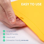 Blue Ginkgo TPU Cutting Mats [Set of 3] – Korean-Made Flexible, Knife-Friendly, Durable Kitchen Cutting Boards (Blue, Yellow, Gray)