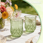24 Pack Plastic Stemless Wine Glasses,12oz Unbreakable Vintage Elegant Drinking Glass Set,Reusable Fancy Cocktail Cups for Party, Wedding, and Bulk Events (24, 12oz-Sage Green)