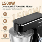 1500W 8.45QT Stand Mixer, 6-Speed Electric Dough Mixer with Whisk, Dough Hook & Beater, Large Capacity Kitchen Mixer for Baking Bread, Cakes, Salad and Cookies (Black)