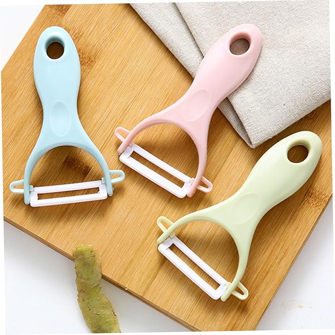 LALAFINA 8pcs Multifunctional Kitchen Peeler and Vegetable Grater Set, Potato Fruit Peeling Tool with Nordic Blue and Pink Handles, Home Cooking Gadget for Easy Food Prep