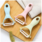 LALAFINA 8pcs Multifunctional Kitchen Peeler and Vegetable Grater Set, Potato Fruit Peeling Tool with Nordic Blue and Pink Handles, Home Cooking Gadget for Easy Food Prep