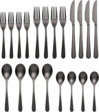 Oneida 894805 Kenbrook Black Tumbled 20 Piece Everyday Flatware Set, Service For 4