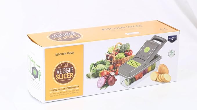 Hand Held 12 in 1 Vegetable Kitchen Gadget, Dark Gray: Includes 12 Separate Variations plus a Free Vegetable Peeler
