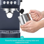 CASABREWS 3700 Essential Espresso Machine 20 Bar, Stainless Steel Coffee Maker with Steam Frother, Cappuccino & Latte Machine, 43.9oz Water Tank, Sapphire Blue