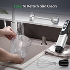 FRESKO Immersion Blender Handheld, 4-in-1 Stainless Steel Hand Electric Stick Mixer with 12-Speeds & Turbo Mode, Powerful 500W Emulsion Blender with Beaker, Chopper & Whisk