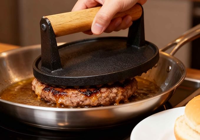 16cm Smashed Burger grill Press ，6.3inch Cast Iron Grill Press