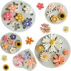 5Pcs Flower Molds Silicone Chocolate Mold Daisy Flower Fondant Polymer Clay Resin Mold Soap Ice Cube Jello Molds for Baking and Cake Cupcake Decorating