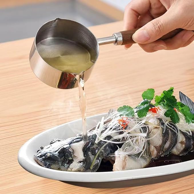 BinaryABC Mini Sauce Pan Cooking Pot, Stainless Steel with Pour Spout, 250ml