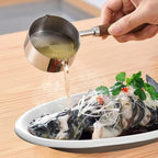 BinaryABC Mini Sauce Pan Cooking Pot, Stainless Steel with Pour Spout, 250ml